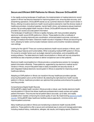 Secure and Efficient EHR Platforms for Illinois_ Discover DrCloudEHR