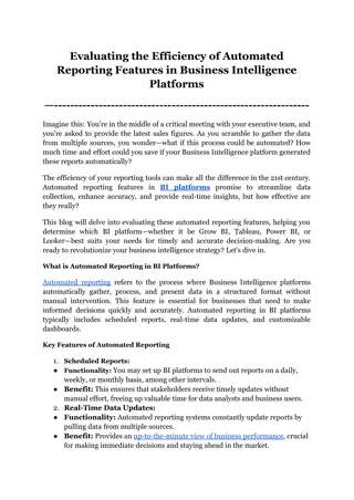 Evaluating the Efficiency of Automated Reporting Features in Business Intelligence Platforms