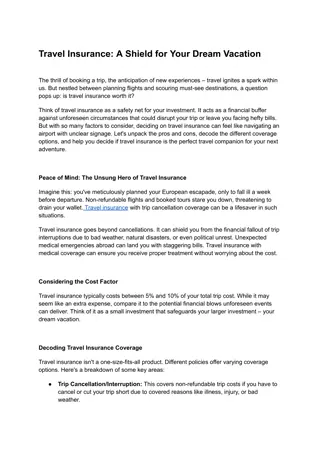 Travel Insurance policy