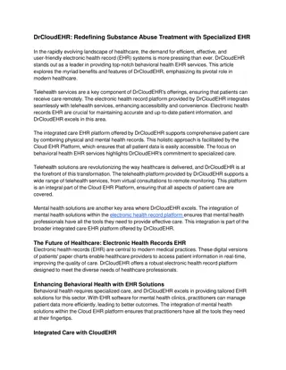 DrCloudEHR_ Redefining Substance Abuse Treatment with Specialized EHR