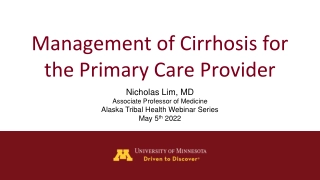 Management of Cirrhosis for the Primary Care Provider
