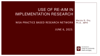 Effective Use of RE-AIM in Implementation Research