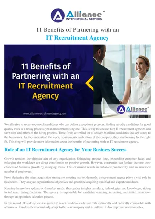 11 Benefits of Partnering with an IT Recruitment Agency