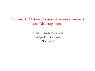 Trademark Dilution and Comparative Advertisement