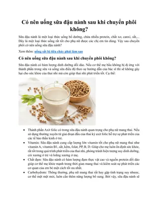 Có nên uống sữa đậu nành sau khi chuyển phôi không