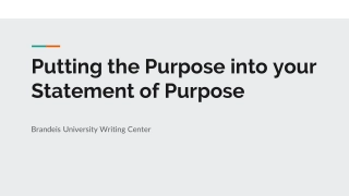 Crafting Compelling Statement of Purpose Workshop