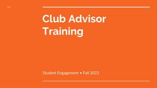 Club Advisor Training