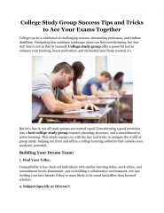 College Study Group Success Tips and Tricks to Ace Your Exams Together