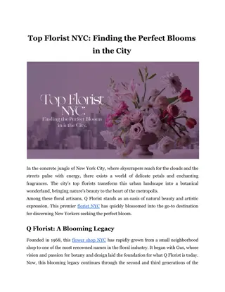 Top Florist NYC_ Finding the Perfect Blooms in the City