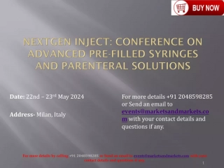 Advanced Pre-Filled Syringes and Parenteral Solutions (Event) 2024