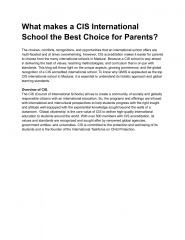 What makes a CIS International School the Best Choice for Parents