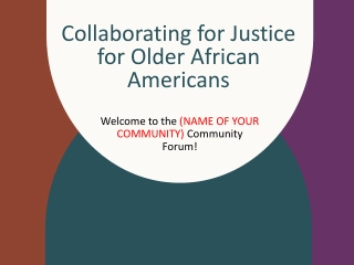Collaborating for Justice for Older African Americans
