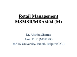 Global Retail Management Perspectives
