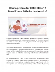 How to prepare for CBSE Class 12 Board Exams 2024 for best results?