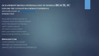 Oceanfront Hotels with Balcony in Myrtle Beach, SC
