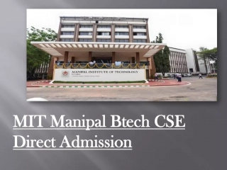 MIT Manipal Btech CSE Direct Admission 2024