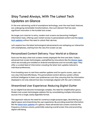 Stay Tuned Always, With The Latest Tech Updates on Glance