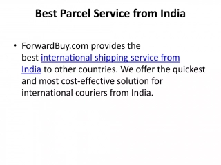 Best Parcel Service from India
