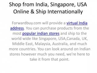Shop from India, Singapore, USA Online
