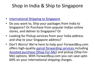 Shop in India & Ship to Singapore