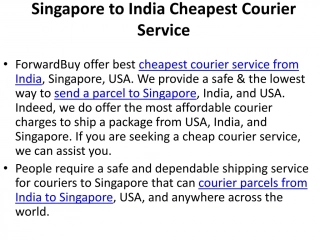 Singapore to India Cheapest Courier Service