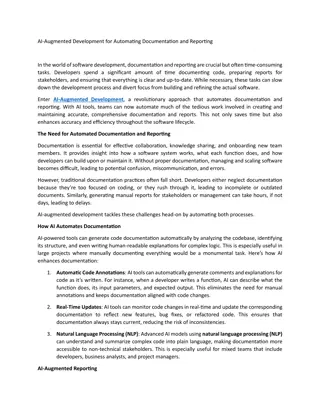 AI-Augmented Development for Automating Documentation and Reporting