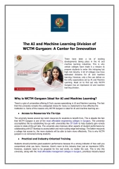The AI and Machine Learning Division of WCTM Gurgaon: A Center for Innovation