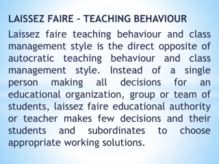 Understanding Laissez Faire Teaching Styles