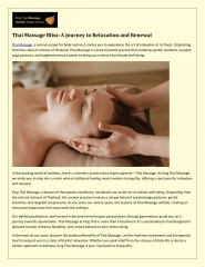Thai Massage: A Journey to Relaxation and Renewal