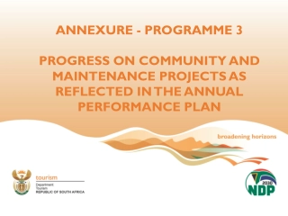 Progress Report on Community and Maintenance Projects
