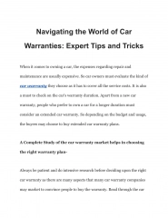Navigating the World of Car Warranties_ Expert Tips and Tricks