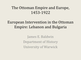 European Humanitarian Intervention in the Ottoman Empire