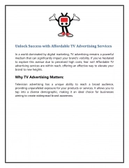 Unlock Success with Affordable TV Advertising Services