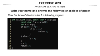 Exercise #23: Program Slicing Review