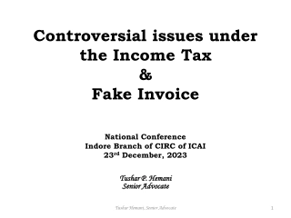 Controversial issues under the Income Tax & Fake Invoice