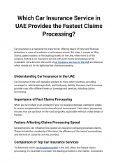 Which Car Insurance Service in UAE Provides the Fastest Claims Processing_