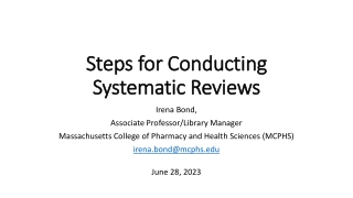 Steps for Conducting Systematic Reviews