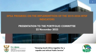 Progress Report on Implementation of 2019-2024 MTSF Indicators Presentation