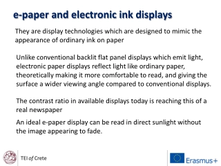 e-paper and electronic ink displays
