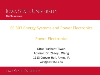 EE 303 Energy Systems and Power Electronics