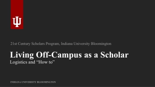 Living Off-Campus as a Scholar
