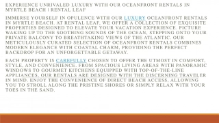 Luxury Oceanfront Rentals Myrtle Beach