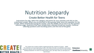 Nutrition Jeopardy: Create Better Health for Teens