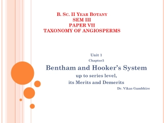 Bentham and Hooker's System of Classification in Botany
