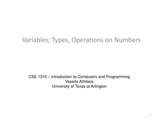 Variables, Types, and Operations on Numbers in Programming