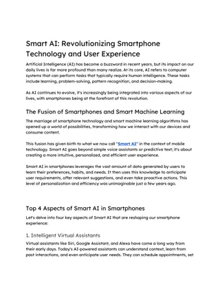 Smart AI  Revolutionizing Smartphone Technology and User Experience