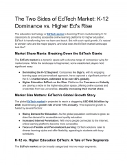 The Two Sides of EdTech Market K-12 Dominance vs. Higher Ed's Rise