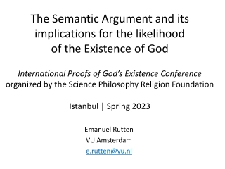 The Semantic Argument for the Existence of God - International Conference Insights