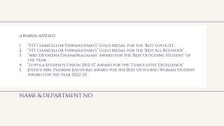 Student Achievements and Contributions at Loyola College