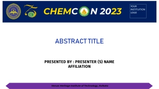 Innovations in Chemical Engineering: CHEMCN 2023 Presentation at Heritage Institute of Technology